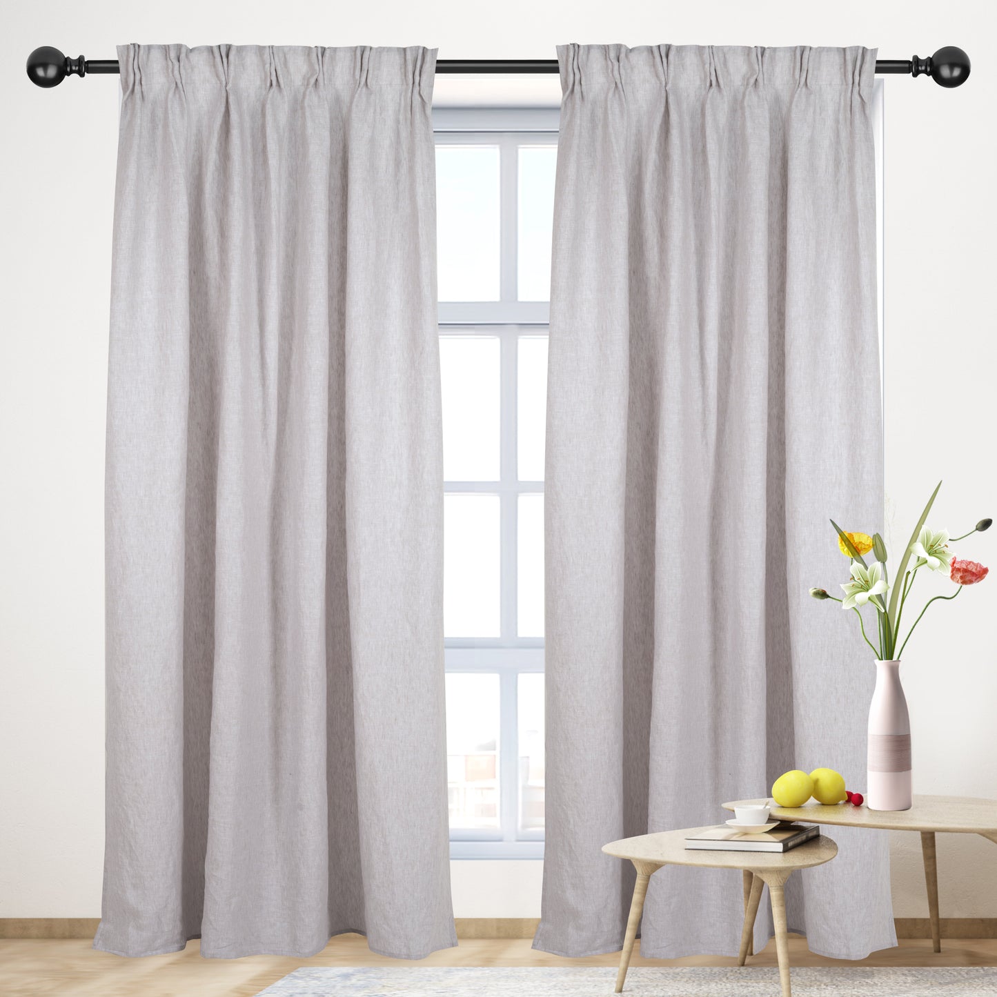 greige curtains