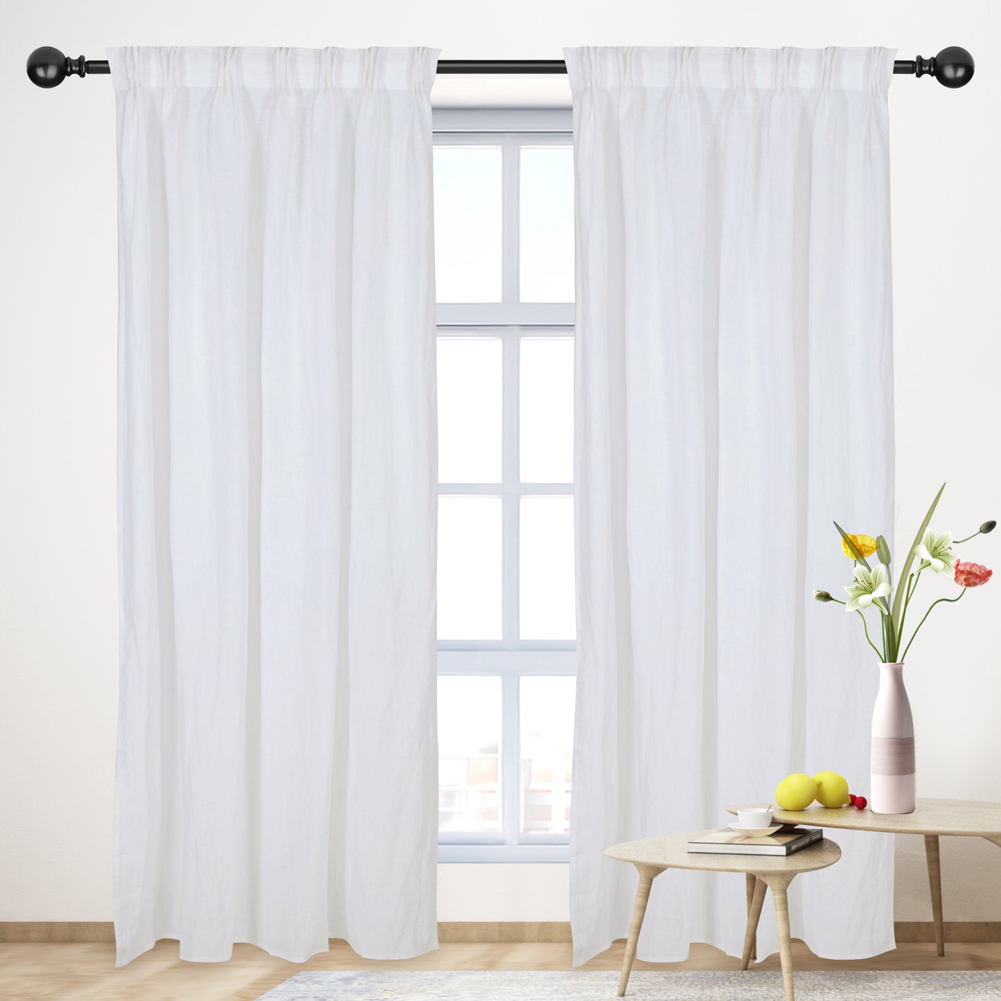 white curtains