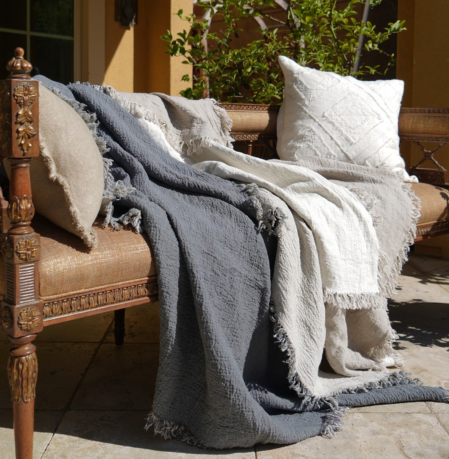 Abbey Linen Throw – Native Linum - Main Image