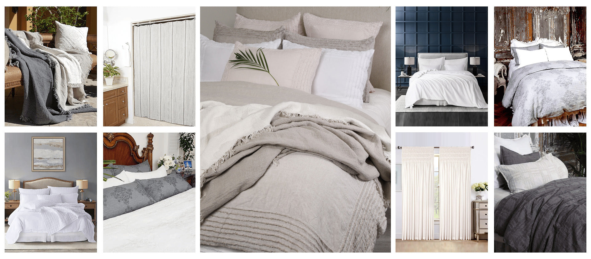 a collage of different bedding